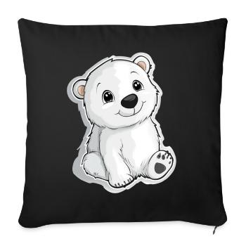 Polar Bear Illustration – Arctic Animal Motif - Sofa pillowcase 17,3'' x 17,3'' (45 x 45 cm) - black - Front