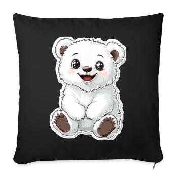 Polar Bear Illustration – Arctic Animal Motif - Sofa pillowcase 17,3'' x 17,3'' (45 x 45 cm) - black - Front