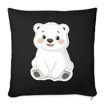 Polar Bear Illustration – Arctic Animal Motif - Sofa pillowcase 17,3'' x 17,3'' (45 x 45 cm) - black - Front