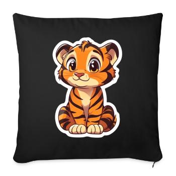Süsser Tiger – Lustige Geschenkidee für Kinder - Sofakissenbezug 45 x 45 cm - Schwarz - Vorne