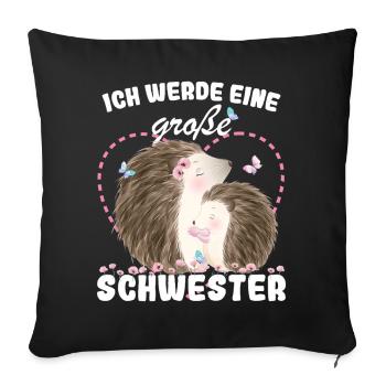 Announcing offspring I'm going to be a big sister in 2027 - Sofa pillowcase 17,3'' x 17,3'' (45 x 45 cm) - black - Front
