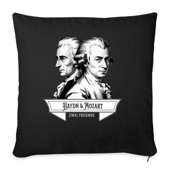 Haydn und Mozart - Zwei Freunde Klassische Musik - Sofakissenbezug 45 x 45 cm - Schwarz - Vorne