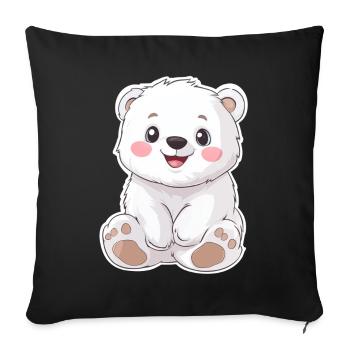 Polar Bear Illustration – Arctic Animal Motif - Sofa pillowcase 17,3'' x 17,3'' (45 x 45 cm) - black - Front