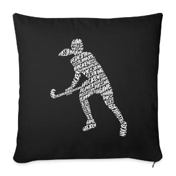 Joueurs de hockey Typographie Filles Enfants Hockey sur gazon - Housse de coussin décorative 45 x 45 cm - noir - Devant