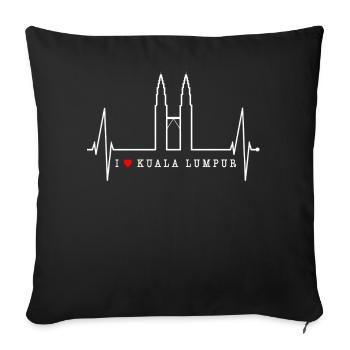Kuala Lumpur Skyline Heartbeat Malaisie Amour KLCC - Housse de coussin décorative 45 x 45 cm - noir - Devant
