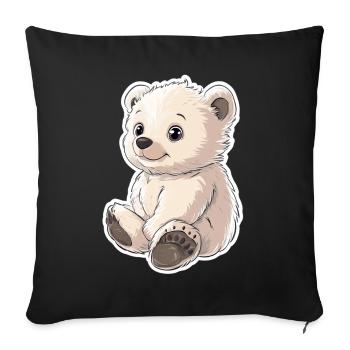 Polar Bear Illustration – Arctic Animal Motif - Sofa pillowcase 17,3'' x 17,3'' (45 x 45 cm) - black - Front