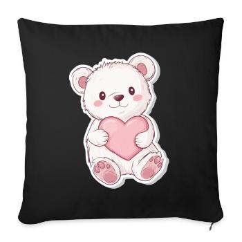 Süßer Bär – Geschenkidee für Wald- & Tierfans - Sofakissenbezug 45 x 45 cm - Schwarz - Vorne