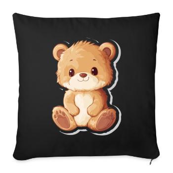 Süßer Bär – Geschenkidee für Wald- & Tierfans - Sofakissenbezug 45 x 45 cm - Schwarz - Vorne