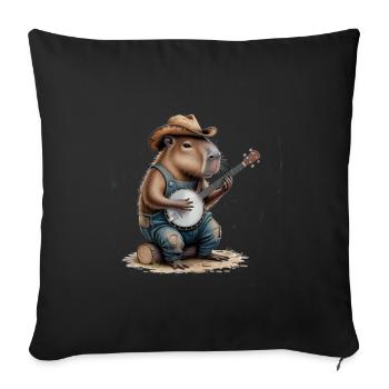 Cool Capybara Playing Banjo - Sofa pillowcase 17,3'' x 17,3'' (45 x 45 cm) - black - Front
