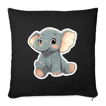 Éléphant mignon – idée cadeau pour les amoureux des animaux - Housse de coussin décorative 45 x 45 cm - noir - Devant