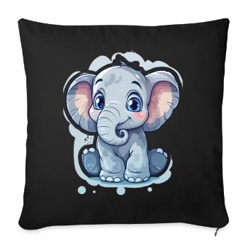 Elefant - Sofakissenbezug 45 x 45 cm - Schwarz - Vorne