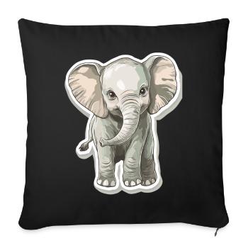 Éléphant mignon – idée cadeau pour les amoureux des animaux - Housse de coussin décorative 45 x 45 cm - noir - Devant