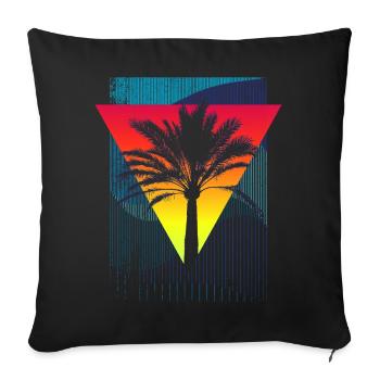 Palm Tree (Triangle, Stripe) - Sofa pillowcase 17,3'' x 17,3'' (45 x 45 cm) - black - Front