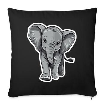 Elefant - Sofakissenbezug 45 x 45 cm - Schwarz - Vorne