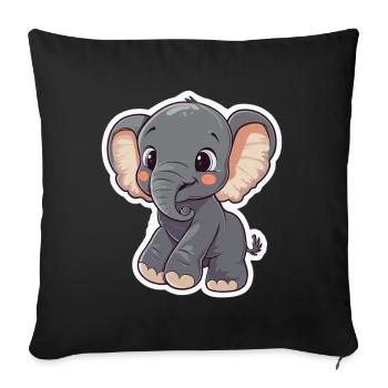 Éléphant mignon – idée cadeau pour les amoureux des animaux - Housse de coussin décorative 45 x 45 cm - noir - Devant