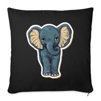 Éléphant mignon – idée cadeau pour les amoureux des animaux - Housse de coussin décorative 45 x 45 cm - noir - Devant