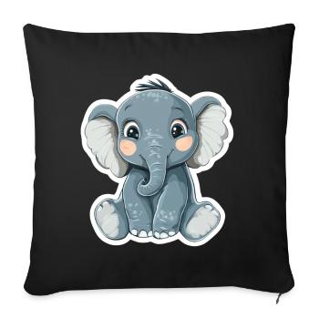Éléphant mignon – idée cadeau pour les amoureux des animaux - Housse de coussin décorative 45 x 45 cm - noir - Devant