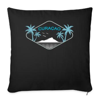 Insigne de rêve de l’île de Curaçao Logo des palmiers caribéens - Housse de coussin décorative 45 x 45 cm - noir - Devant