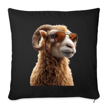 Bélier mouflon Bélier Mouton sauvage Mouton mâle - Housse de coussin décorative 45 x 45 cm - noir - Devant