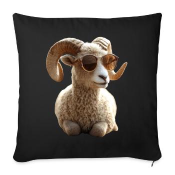 Bélier mouflon Bélier Mouton sauvage Mouton mâle - Housse de coussin décorative 45 x 45 cm - noir - Devant