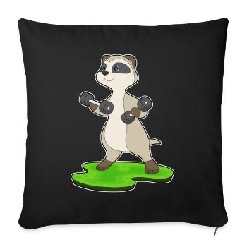 Meerkat Bodybuilder Haltères Musculation - Housse de coussin décorative 45 x 45 cm - noir - Devant