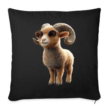 Bélier mouflon Bélier Mouton sauvage Mouton mâle - Housse de coussin décorative 45 x 45 cm - noir - Devant