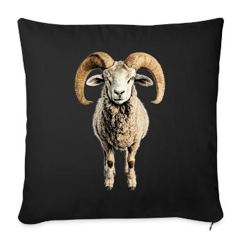 Bélier mouflon Bélier Mouton sauvage Mouton mâle - Housse de coussin décorative 45 x 45 cm - noir - Devant