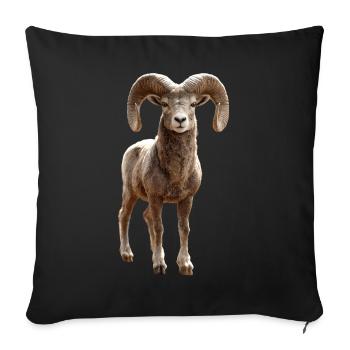 Bélier mouflon Bélier Mouton sauvage Mouton mâle - Housse de coussin décorative 45 x 45 cm - noir - Devant