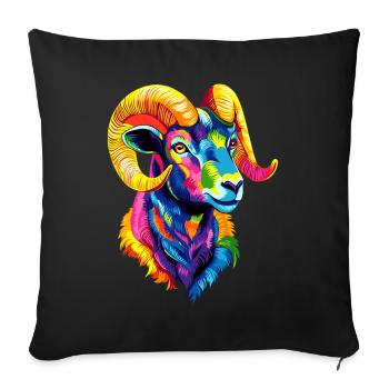 Bélier mouflon Bélier Mouton sauvage Mouton mâle - Housse de coussin décorative 45 x 45 cm - noir - Devant