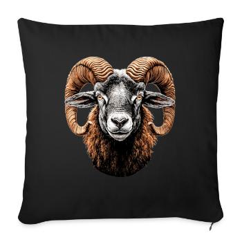 Bélier mouflon Bélier Mouton sauvage Mouton mâle - Housse de coussin décorative 45 x 45 cm - noir - Devant