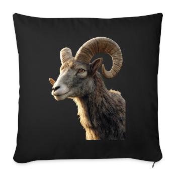 Bélier mouflon Bélier Mouton sauvage Mouton mâle - Housse de coussin décorative 45 x 45 cm - noir - Devant