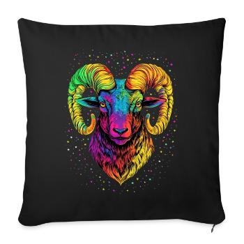 Bélier mouflon Bélier Mouton sauvage Mouton mâle - Housse de coussin décorative 45 x 45 cm - noir - Devant
