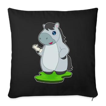 Pferd Schachfigur Springer Schach - Sofakissenbezug 45 x 45 cm - Schwarz - Vorne