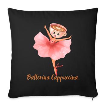 Funny Ballerina Cappuccina Italian Brainrot Meme - Sofa pillowcase 17,3'' x 17,3'' (45 x 45 cm) - black - Front