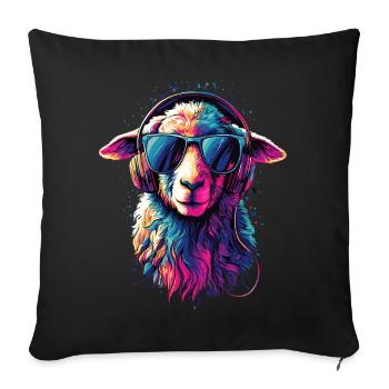Mouton Agneau Mouton Mouton domestique Berger Mouton doux - Housse de coussin décorative 45 x 45 cm - noir - Devant