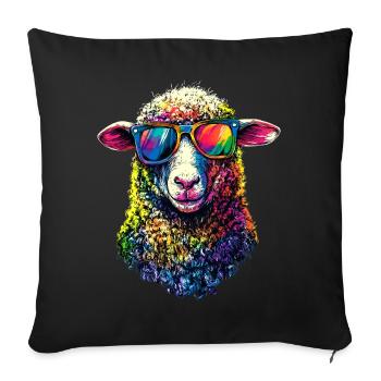 Mouton Agneau Mouton Mouton domestique Berger Mouton doux - Housse de coussin décorative 45 x 45 cm - noir - Devant
