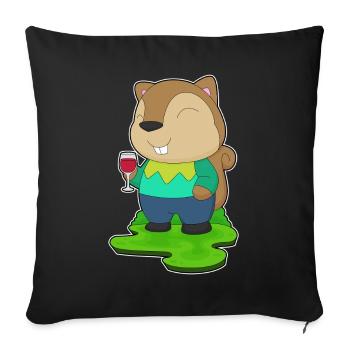 Squirrel Red Wine - Sofa pillowcase 17,3'' x 17,3'' (45 x 45 cm) - black - Front