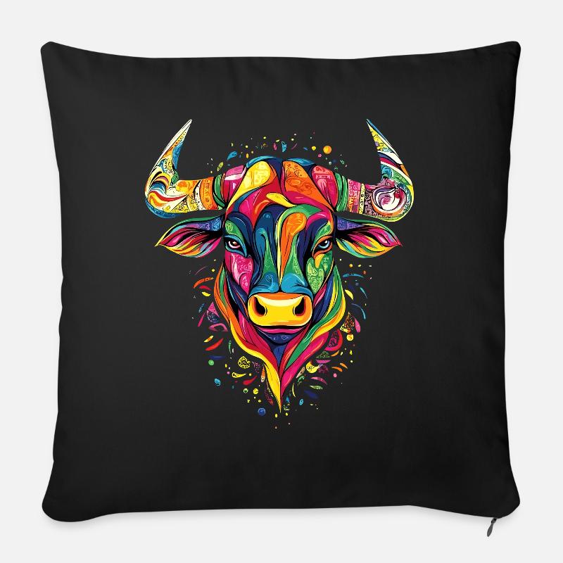 Stier Bulle Ochse Rind Bauernhof Kuh Taurus Bullen - Sofakissenbezug 45 x 45 cm - Schwarz