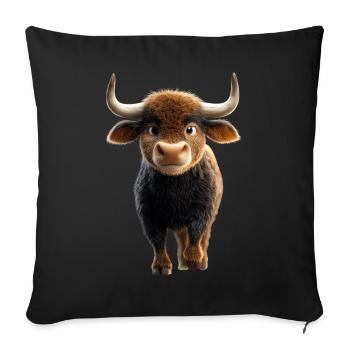 Taureau Bœuf Bovins Vache Taureau Taureau - Housse de coussin décorative 45 x 45 cm - noir - Devant
