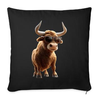 Taureau Bœuf Bovins Vache Taureau Taureau - Housse de coussin décorative 45 x 45 cm - noir - Devant