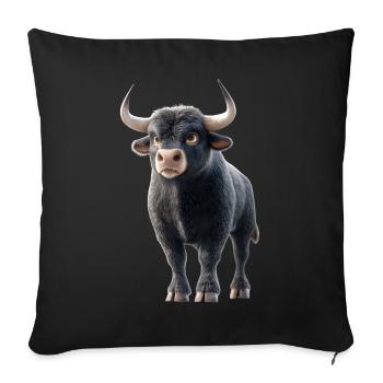 Taureau Bœuf Bovins Vache Taureau Taureau - Housse de coussin décorative 45 x 45 cm - noir - Devant