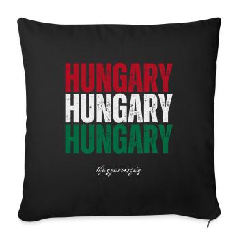 Fierté hongroise, j’aime la Hongrie - Housse de coussin décorative 45 x 45 cm - noir - Devant