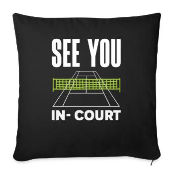 Les joueurs de tennis vous voient au tribunal - Housse de coussin décorative 45 x 45 cm - noir - Devant
