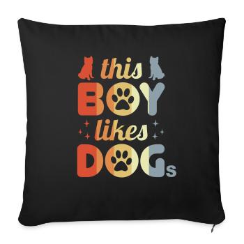 Boy who likes dogs - Sofa pillowcase 17,3'' x 17,3'' (45 x 45 cm) - black - Front