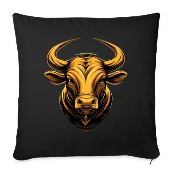 Taureau Bœuf Bovins Vache Taureau Taureau - Housse de coussin décorative 45 x 45 cm - noir - Devant