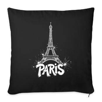 Tour Eiffel Pop Art Scène De Nuit - Housse de coussin décorative 45 x 45 cm - noir - Devant