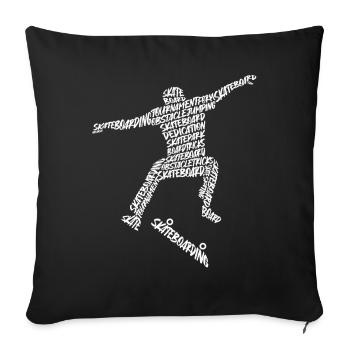 Skating Skateboarder Skater Typography Skateboard - Sofa pillowcase 17,3'' x 17,3'' (45 x 45 cm) - black - Front