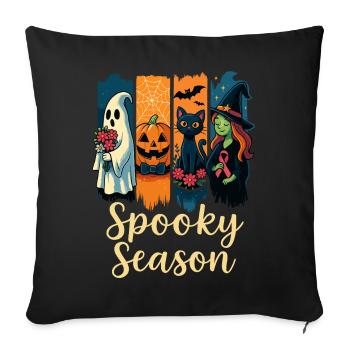 Spooky Season x Pink Ribbon Mashup - Sofa pillowcase 17,3'' x 17,3'' (45 x 45 cm) - black - Front