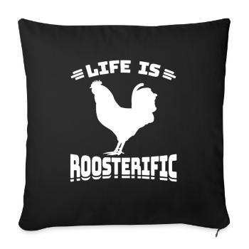 Life is Roosterific - Sofakissenbezug 45 x 45 cm - Schwarz - Vorne