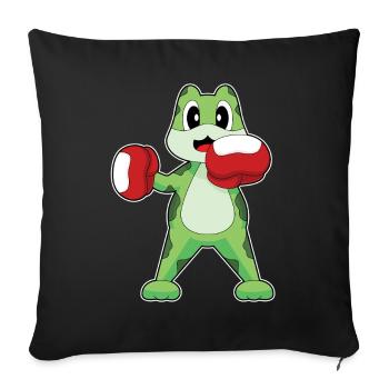 Frosch Boxer Boxhandschuhe Boxen - Sofakissenbezug 45 x 45 cm - Schwarz - Vorne
